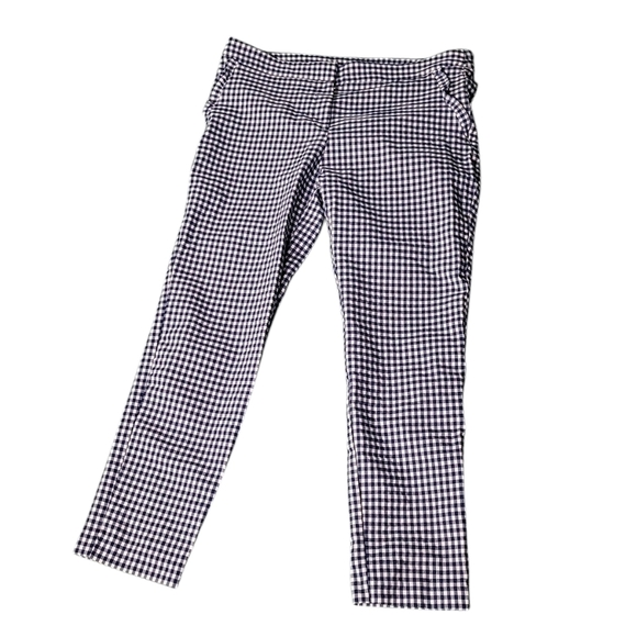 Cynthia Rowley Navy Blue White Check Pants - Picture 1 of 5